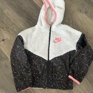 Nike Kids Jacket in White and Black with Pink Accents